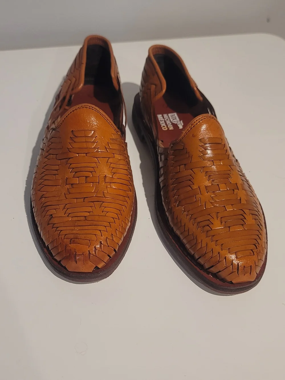 Mens Huaraches Handwoven Leather Slip-On Shoes Like New